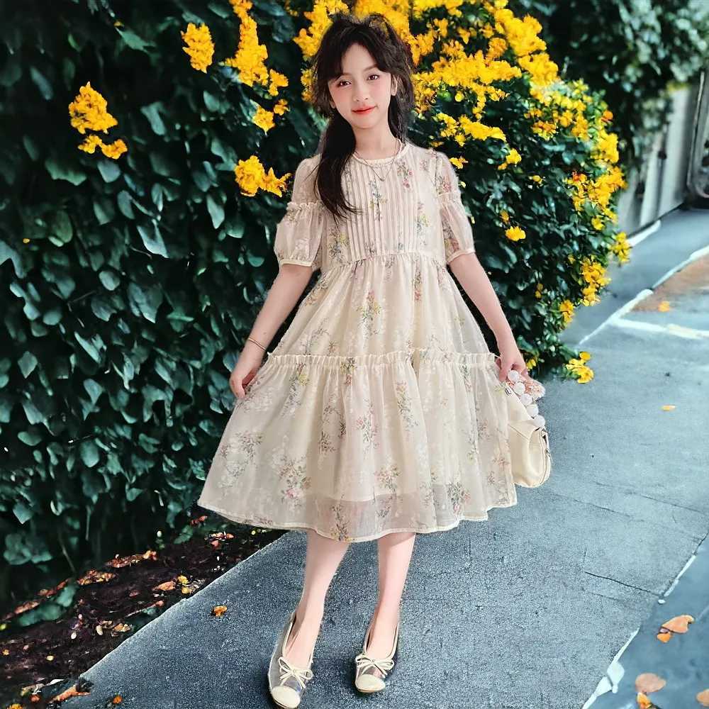 Summer clothing for babies children floral dresses for girls princess dresses floral short sleeved children Lolita clothing for children aged 6 8 10 1