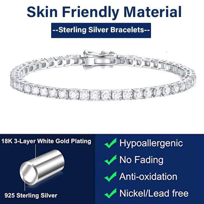 Custom OEM Moissanite Necklace 7Mm 2Mm Cluster Iced S925 Sterling Silver Moisonite Men Women Hip Hop Mozanite Tennis Chain
