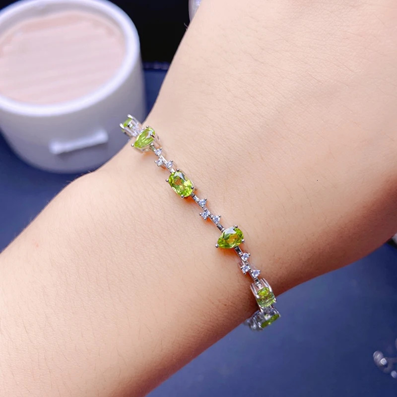 Natural Olive Bracelet Womens Silver Jewelry Gemstone 18k Gold Plated Item 250326