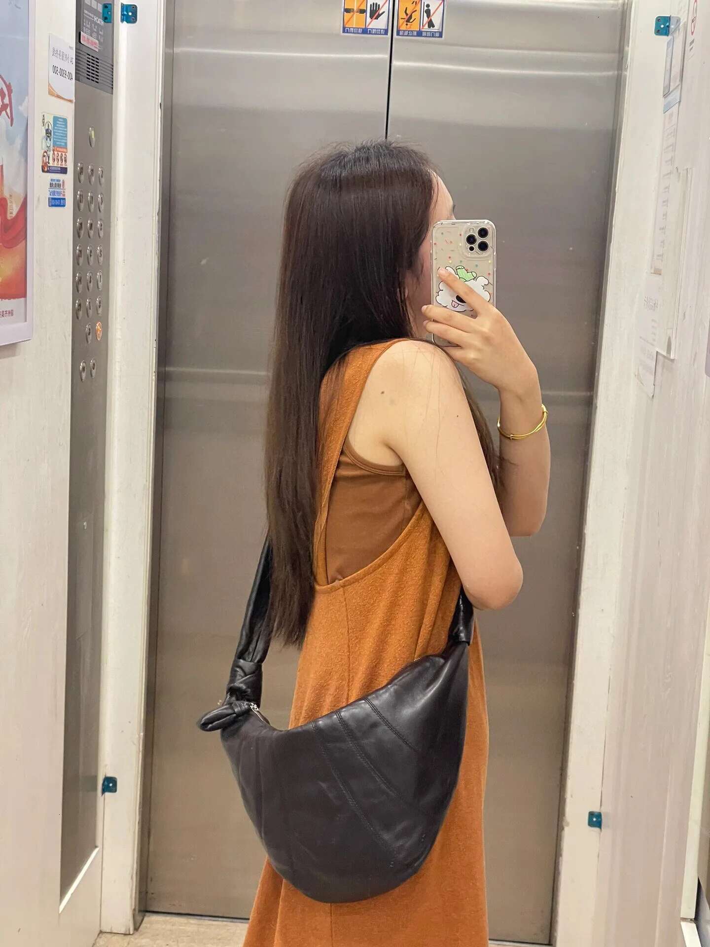 Sheepskin Genuine Leather Women Cross Body Crossbody Bags Three Sizes Large Ladies Cow Horn Underarm Bag Mini 24Ss