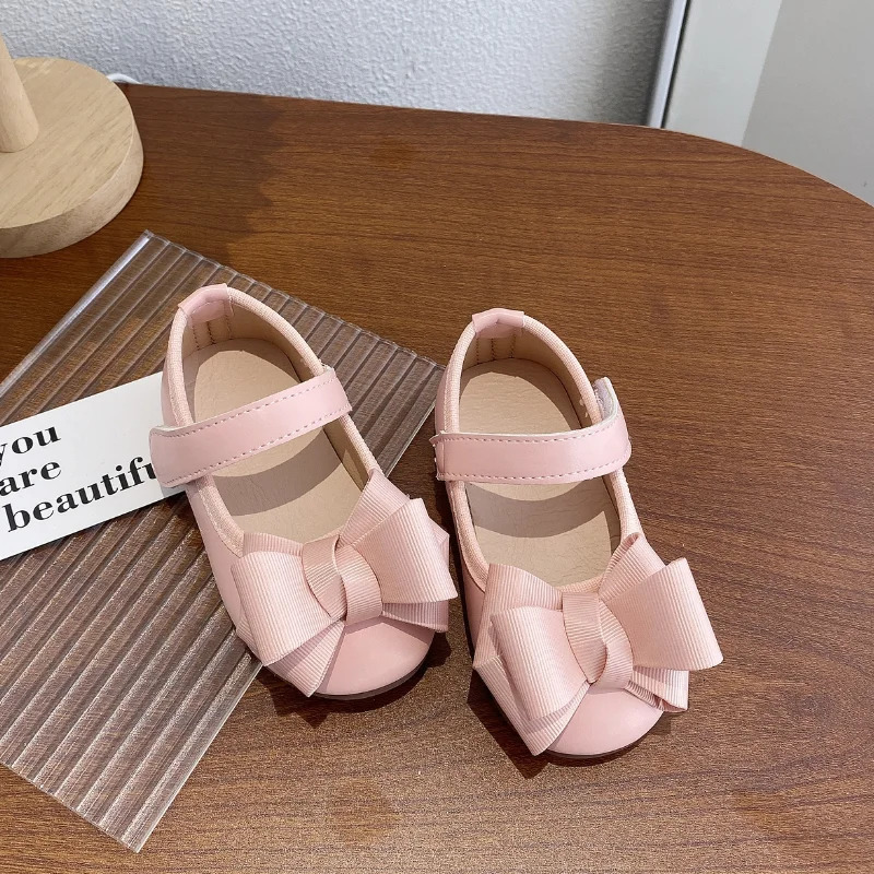 Girls Princess Shoes Bowtie Party Chic Spring Kids Flat Shoe Non-slip Pu Leather Four Colors Toddler Children Mary Janes 21-30 250326