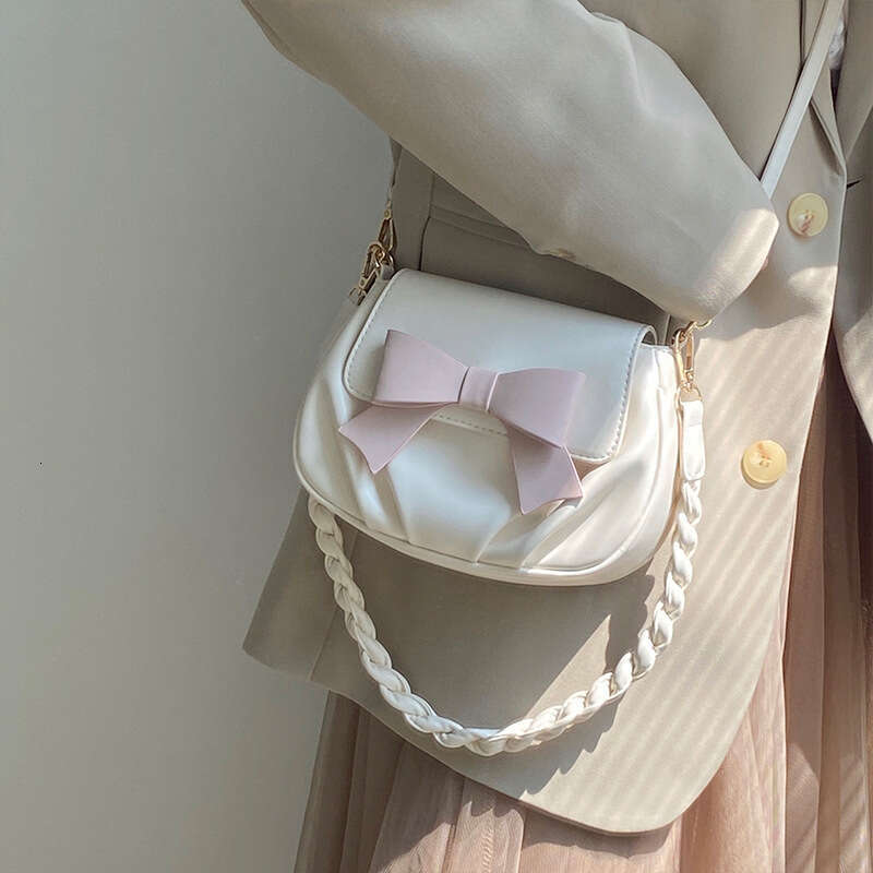 Summer Fresh, Sweet, Cute Butterfly Machine Small Round Popular Folded Cloud Soft One Shoulder Crossbody Bag for Women