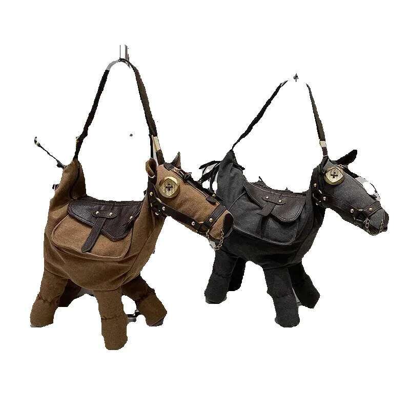 Women's Casual Canvas Large Capacity Creative Pony Shoulder Crossbody Bag