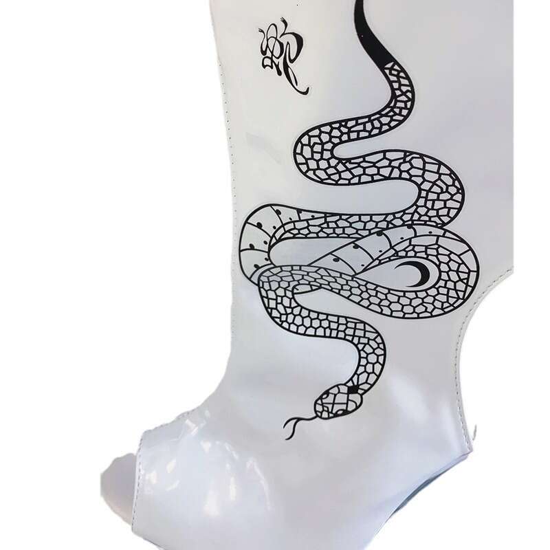 High Heel Cm Summer Round Headed Rattlesnake Pattern White Transparent Sole Women S Short Fish Mouth Boots All Waterproof Platform Low Tube