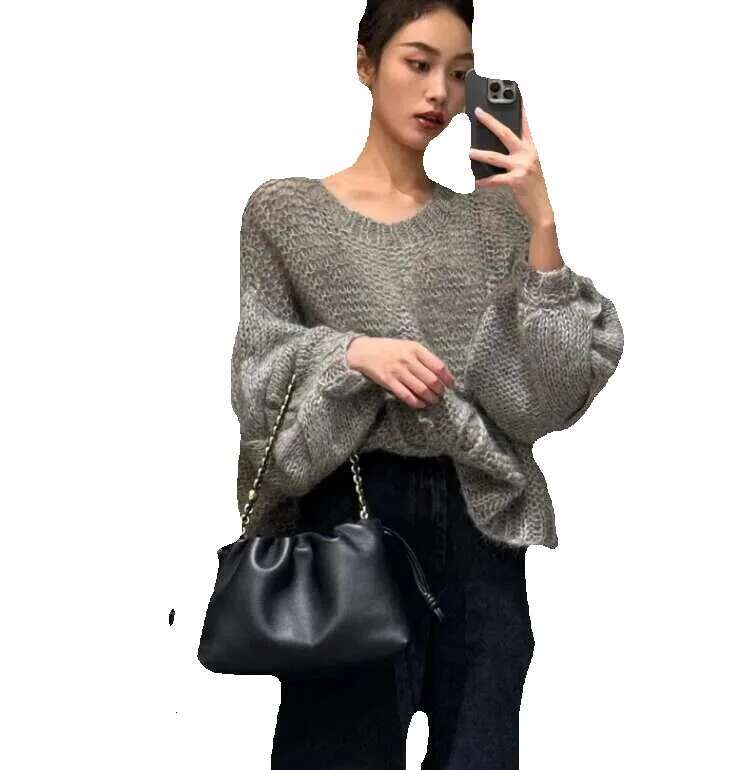New Women's Cloud Drawstring Hobos Crossbody Real Leather One Shoulder Casual Bucket Bag