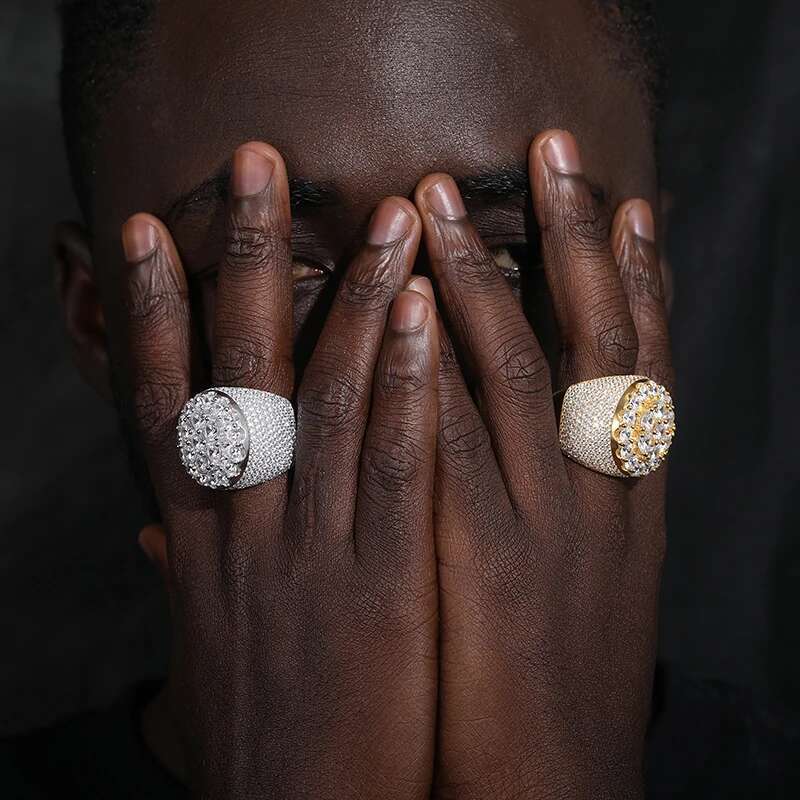 TUHE Unisex luxury Men 925 Silver Ring Moissanite Stone Iced Out Couple Rings For Men Hip Hop Jewelry Gifts