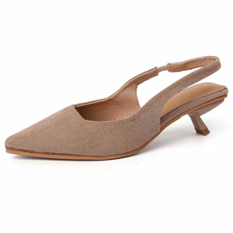 Summer Slip On Low Heel Wen Sandals Fashion Pointed Toe Singbacks Pumps Ladies Par Dress Fem Sandalias Z250326