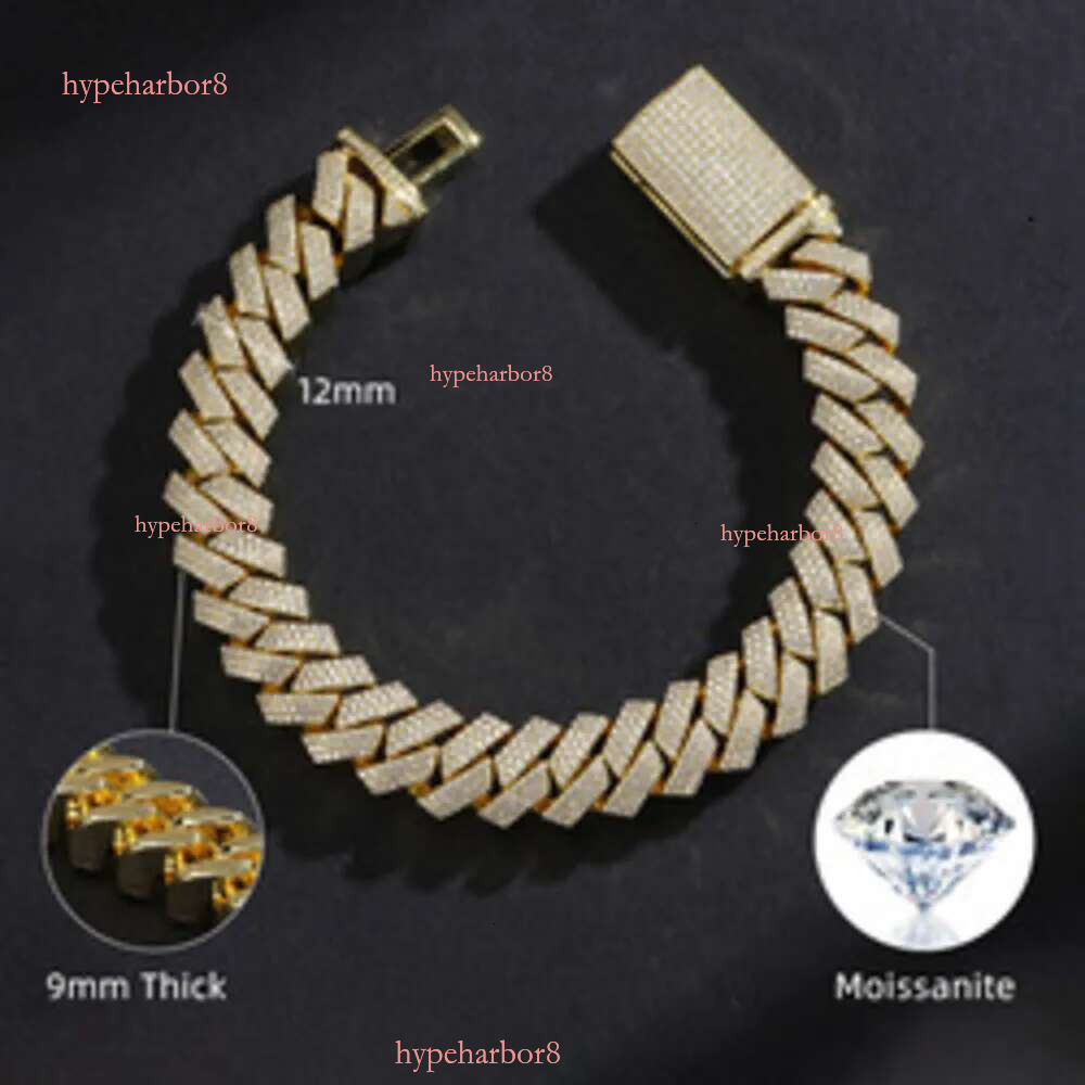 Necklace moissanite chain cuban k chainHip Hop Jewelry Custom VVS Lab Dia Mossinate Chain Men 14k Gold Vermeil