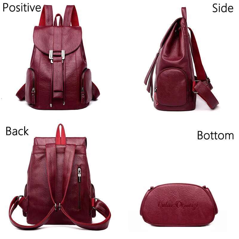 High Quality Leather Woman New Arrival Fashion Female Backpack String Bags Large Capacity School Bag Mochila Feminina