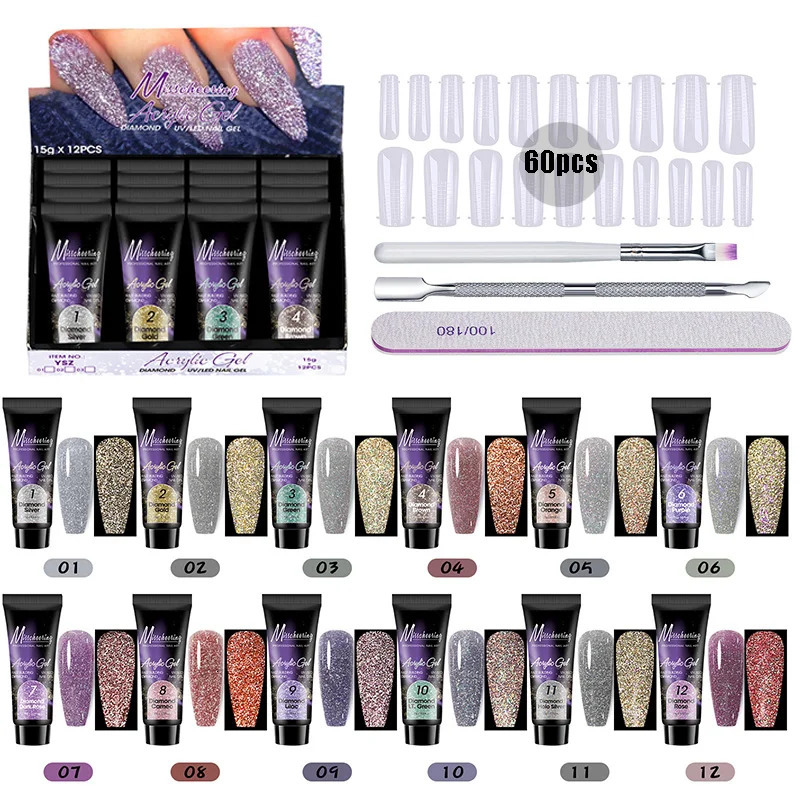 Poly Nail Gel Kit 12 Colors Poly Extension Gel Nail Kit With Manicure Tools Nail Kit Gifts For Women 250321
