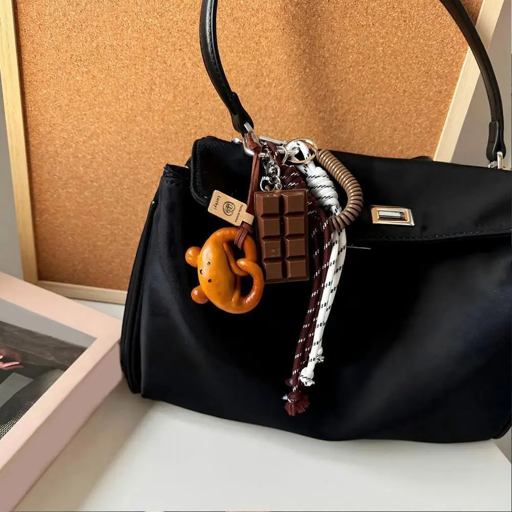 Alkali Water Bread Pendant Handmade Fashionable Bag Pendant Bagel Baseball Woven Rope Keychain Home Decoration Birthday Gift 250325