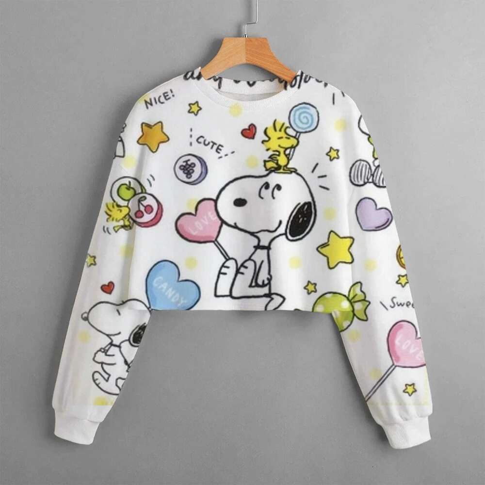 Ddmyshoesvip Casual New Spring Autumn Children Clothing Print Girls Short Hoodie Sweater Comfortable And Cute Top