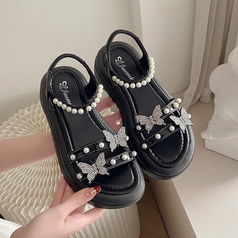 Womens Princess Shoe Bling Sandals Fashion Pearl Soft Bottom Female Dance Party Sparkly Beach 250317
