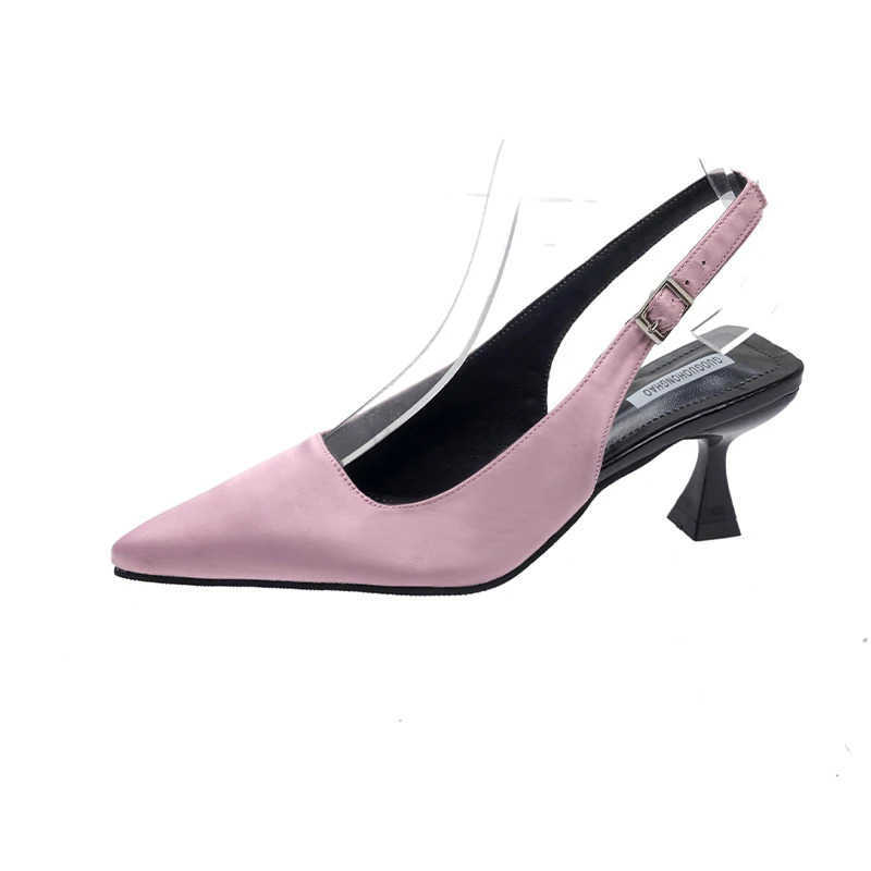 Pumps Sexy High H 2024 Summer Trend Wens Shoe Kitten H Pointed Toe Sandals Fashion Back Buckle Ladies Stilettos Par Z250326