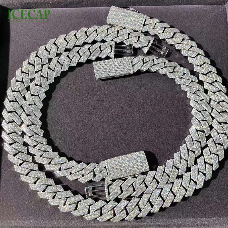 Moissante Cuban Necklace Iced Out 18mm 15mm 925 Silver VVS Moissanite Chain Men Hiphop Diamond Cuban Link Chains