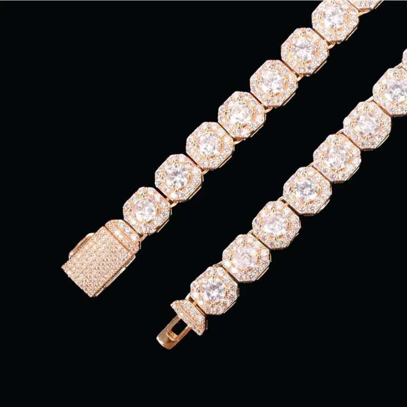 Wholesale 8mm Tennis Chain 925 Silver Hiphop Luxury Iced Out Men Women Moissanite Cluster Tennis Chain