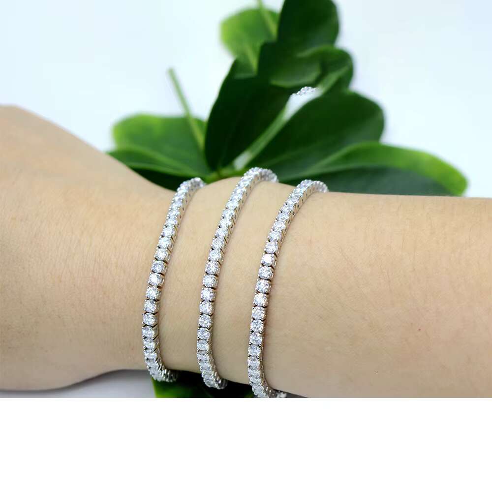 Fine Jewelry Iced Out Moissanite Tennis Bracelet D VVS Moissanite Diamond Link Chain 925 Sterling Silver Bracelet for Men Women
