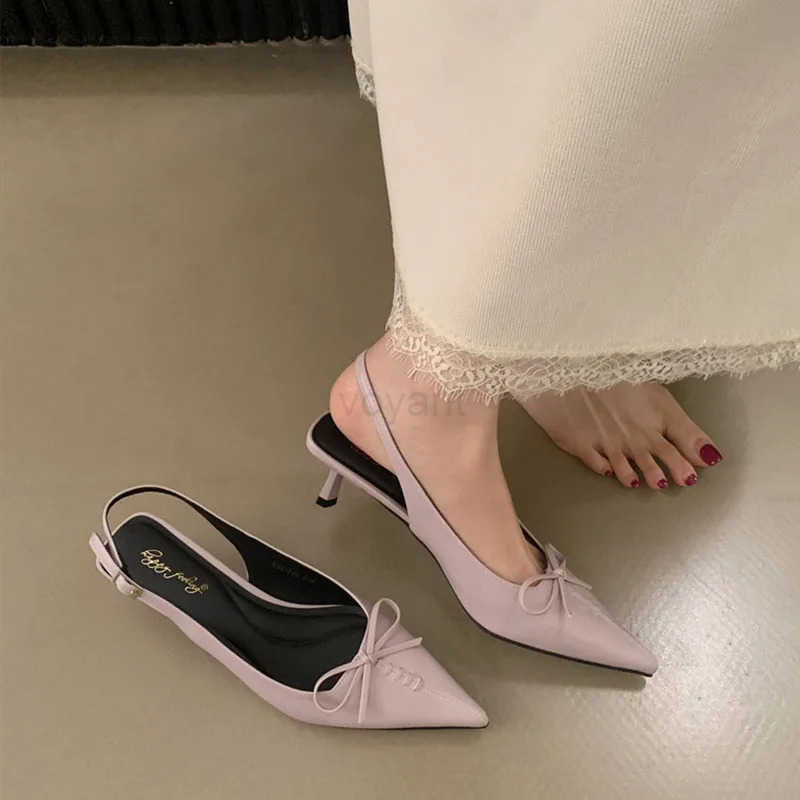 2025 New Pumps Par Ladies Medium H Shoes Fem Buckle Strap Footwear Fashion Pointed Toe Wen Stiletto H 5cm Shoes Z250326