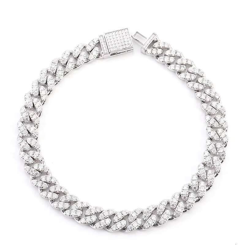 925 Silver Moissanite Cuban 6mm Silver with Moissanite 1 Row Stones Hip Hop Fine Jewellery Custom Necklace Gifts
