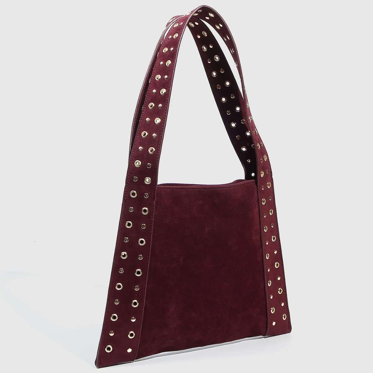 Designer Suede Shoulder Vintage Commuter Rivet Tote Bags Crescent Underarm Solid Color Trendy Armpit Bag