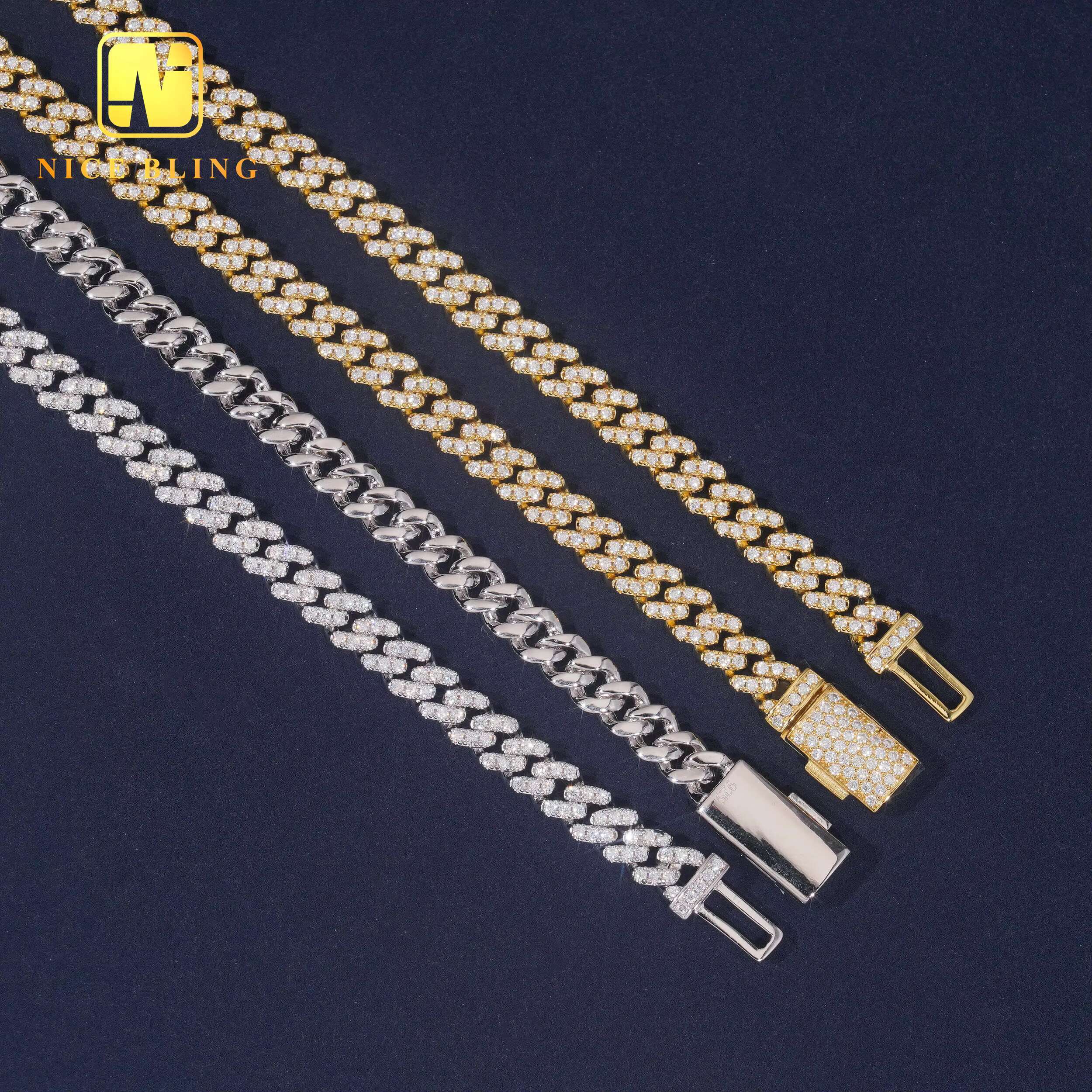 6mm Diamond Custom Iced Out Cuban Link Chain 925 Sterling Silver Moissanite Necklace Hip Hop Jewelry Necklace Bracelet