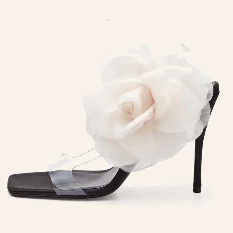 2025Summer New Satin wer Slim Fashionable Ribbon Wedding Bridesmaid High Heel Large Women's Sandals