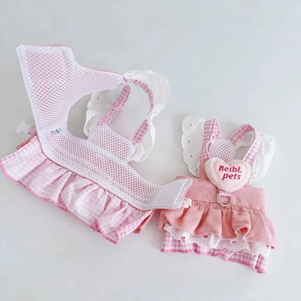 Pet Peach Heart denim tight fitting dog and cat bra breathable for spring and summer dog walking safety belt cat collar X250326