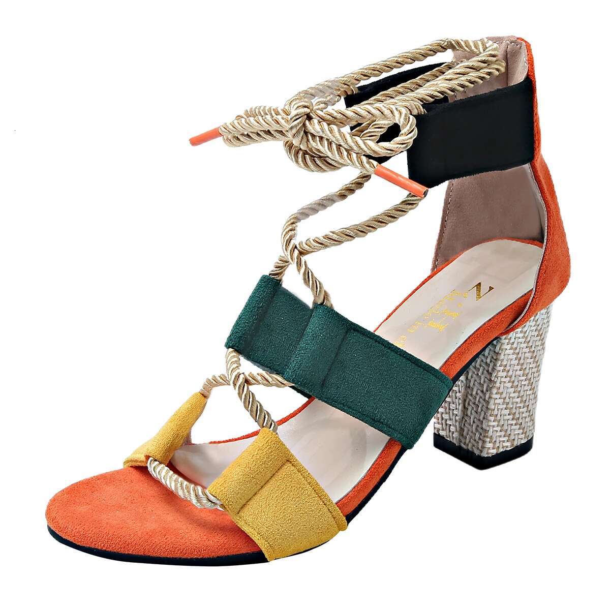 2025 New Summer Thick soled Shoes Designer Fashion High Heel Sandals Ankle Lace Sexy Open toed High Heels Women