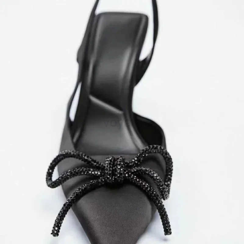 2025 Wan High H Sparkly Bow Sandals Pointed Toes Wen Shoes Elegant Pumps for Wen Mler Par Nightclub Zapatos Mujer Z250326