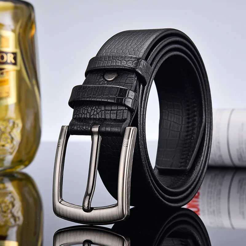 3.5cm fashionable mens belt alloy buckle fully matched with crocodile pattern decoration mens belt W250326