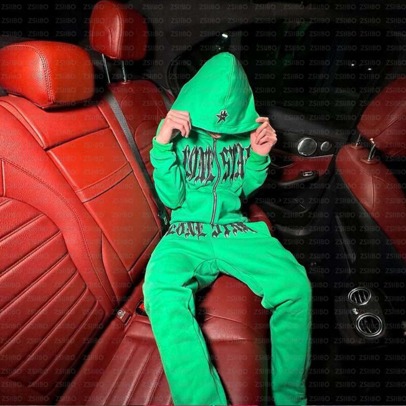 Hip Hop Gothic Style Cardigan Hooded Y2k Harajuku Hot Stamping Diamond Personalized Letter Printed Sweatshirt