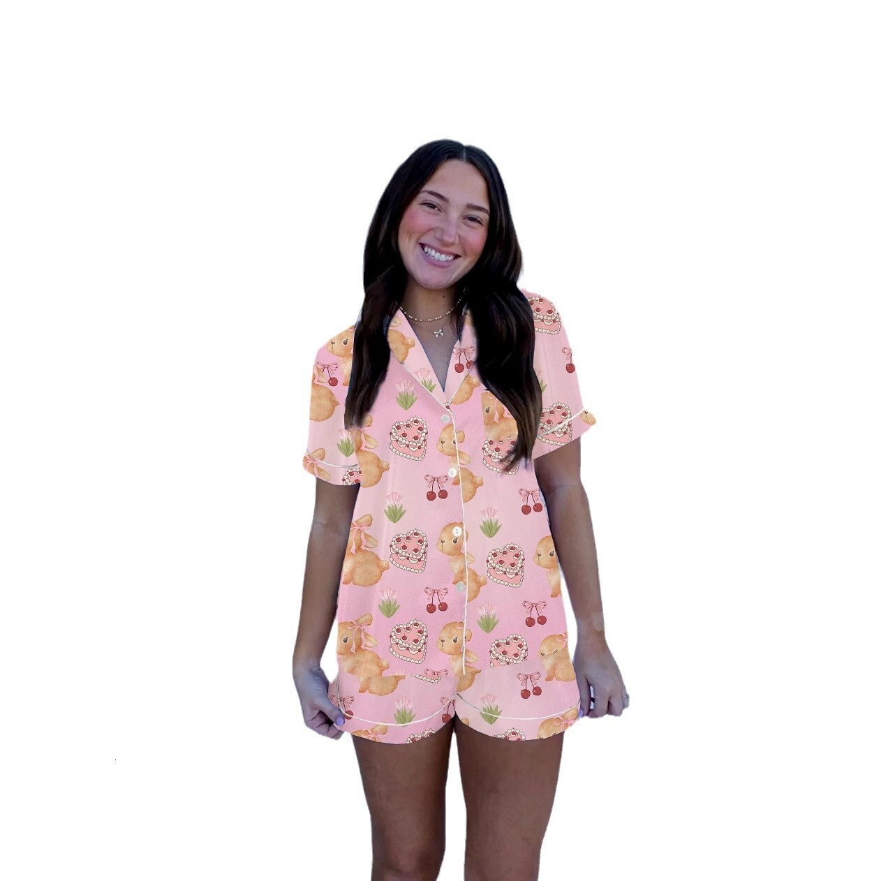 S3388 Summer Monkey Print Temperament Home Clothes Adult Women's Pajama Set