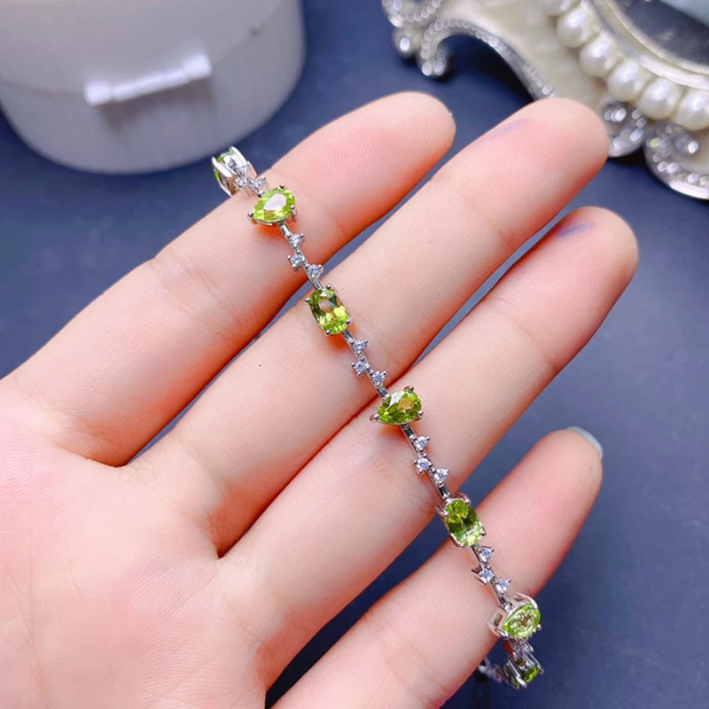 Natural Olive Bracelet Womens Silver Jewelry Gemstone 18k Gold Plated Item 250326