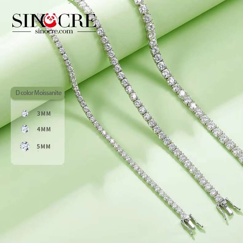 Moissanite Cluster Tennis Chain Mossanite Wholesaler Sinocre S925 Sterling Couple