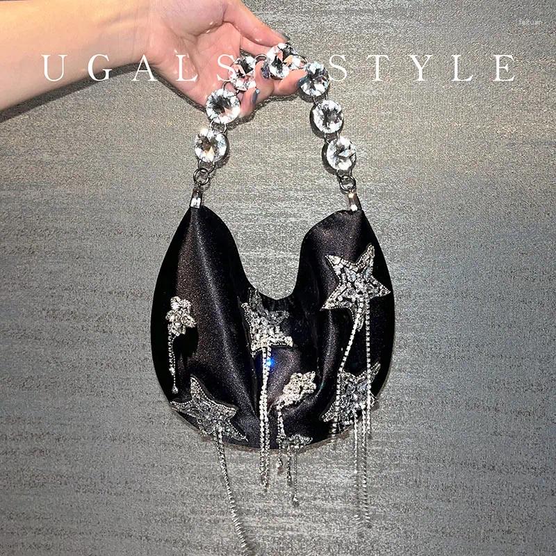 Totes Women Silk Bucket Bag Dia Tassel Evening Shoulder Hobo Party Purse Girl Handbags Female Clutches Bolsos