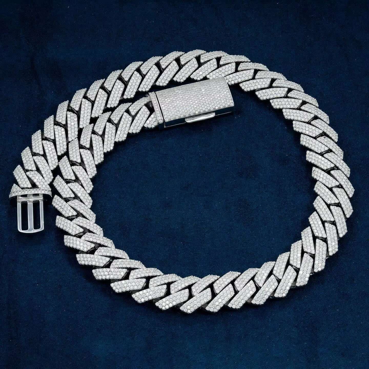 Moissanite Diamond Cuban Chain crafted in 925 Sterling Silver Fully Iced out Mens Hip Hop Jewelry Hot selling wholesale price