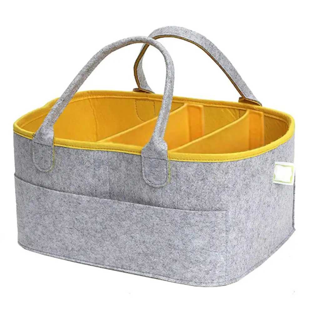 Felt Cloth Diaper Bag Baby Organizer Zipper Nursery Storage Changeable Makeup Clothes Multifunction Large CapacityC250326