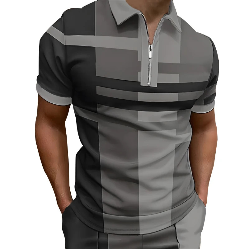Spring and summer mens casual short sleeved business polo shirt clothing zipper magic color golf 250326