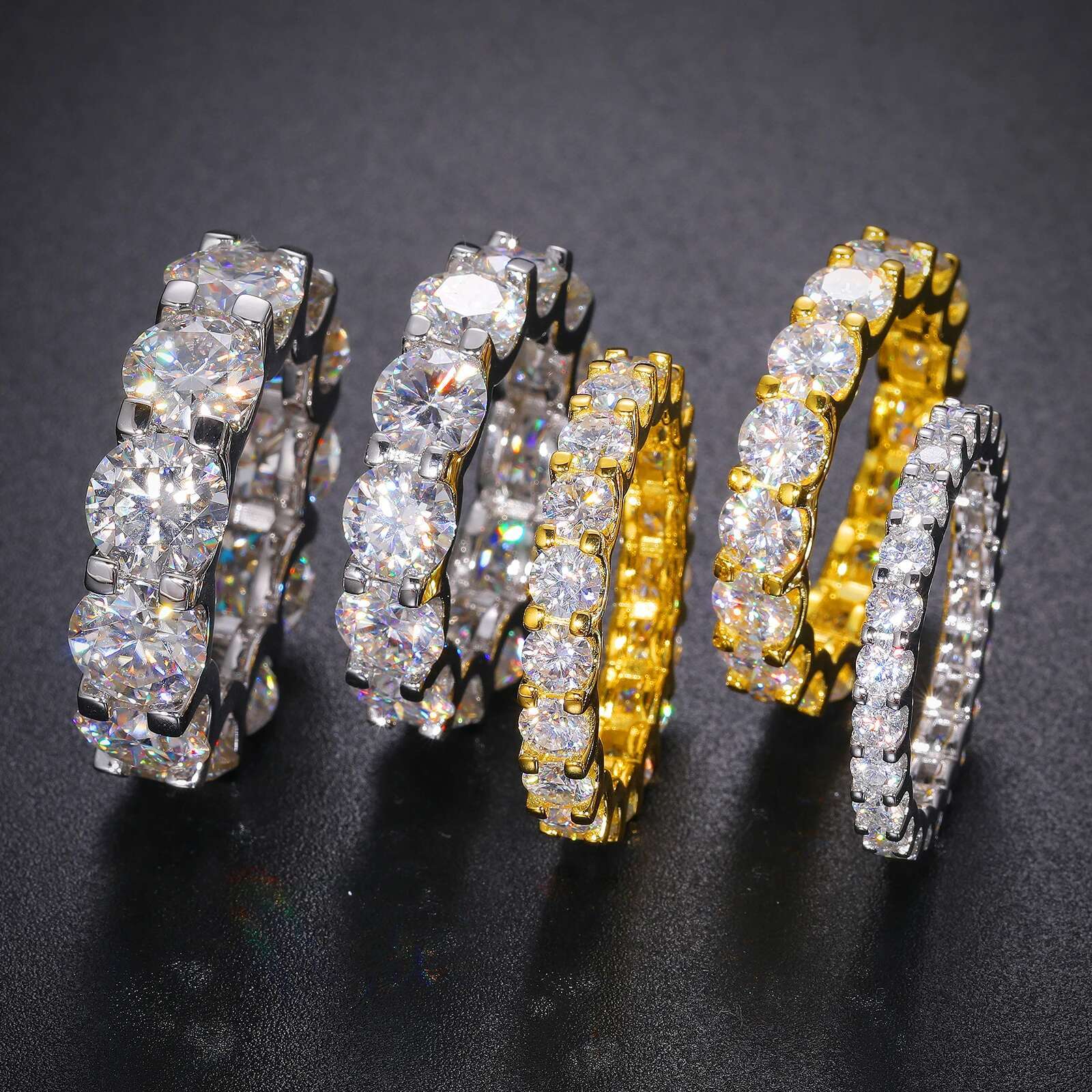 New Men Ring Luxury Moissanite Ring Silver 925 For Men Hip Hop Jewelry Sterling Silver Bling Gold Plated 18K