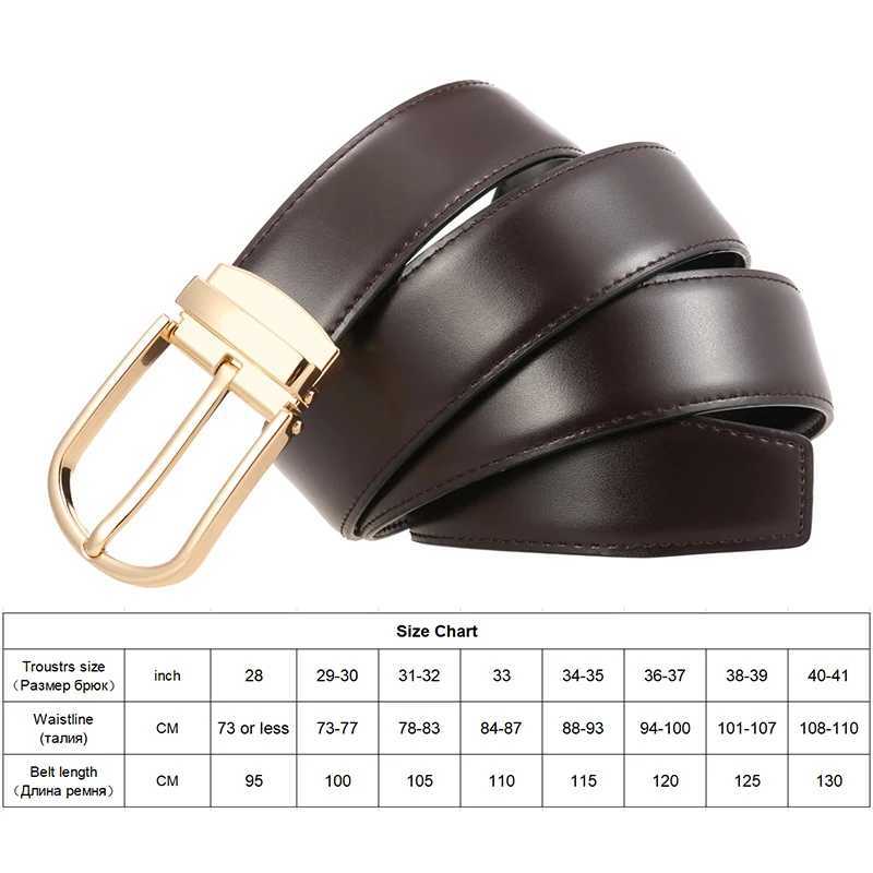 New mens reversible belt natural cowhide hard zinc alloy silver buckle brown belt genuine leather Trouser belt W250326