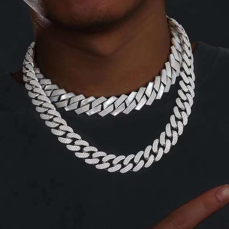 Moissanite Cuban Chain Big 20mm 925 Sterling Silver Rose Gold VVS Moissanite Diamond Hip Hop Moissanite Cuban Link Chain for Men