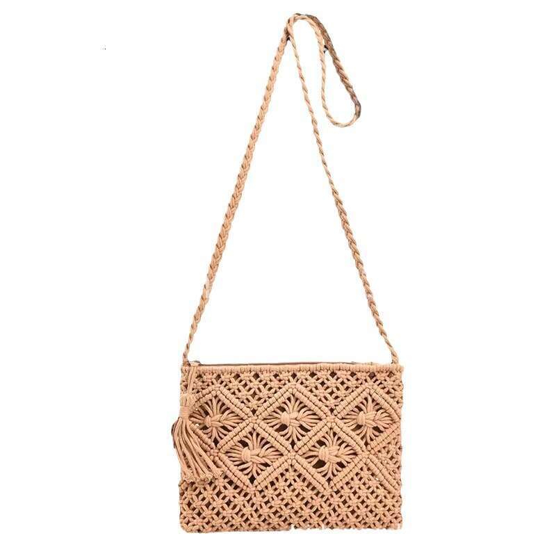 Ladies' crossbody handmade ins cotton thread tassel beach women's grass woven bag