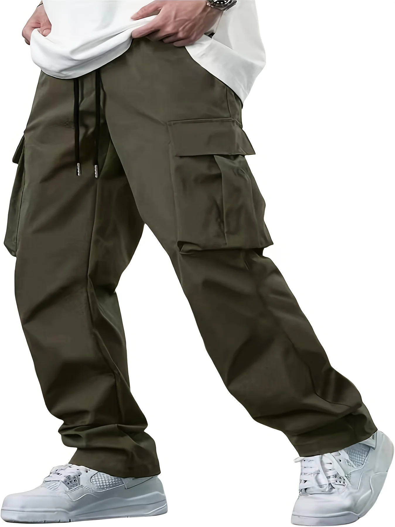 mens workwear European and American loose straight casual pants pocket 250326