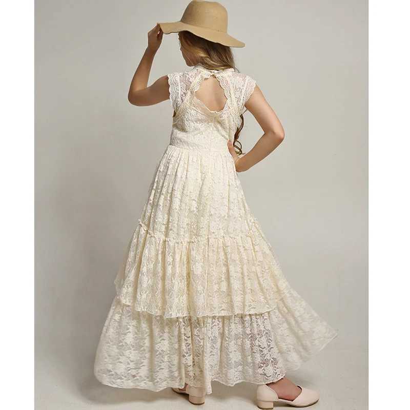 2-12-year-old Summer Lace Girls Dress Exposed Princess Dress Girls Children Par Custom Clothing W250326