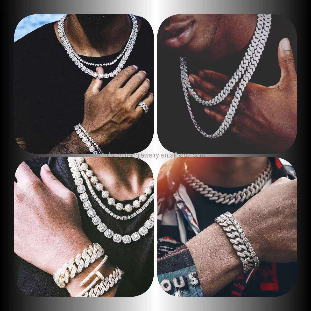 2023 Hot Selling Competitive Price Moissanite Real Miami Cuban Link Prong Chain Iced Hi