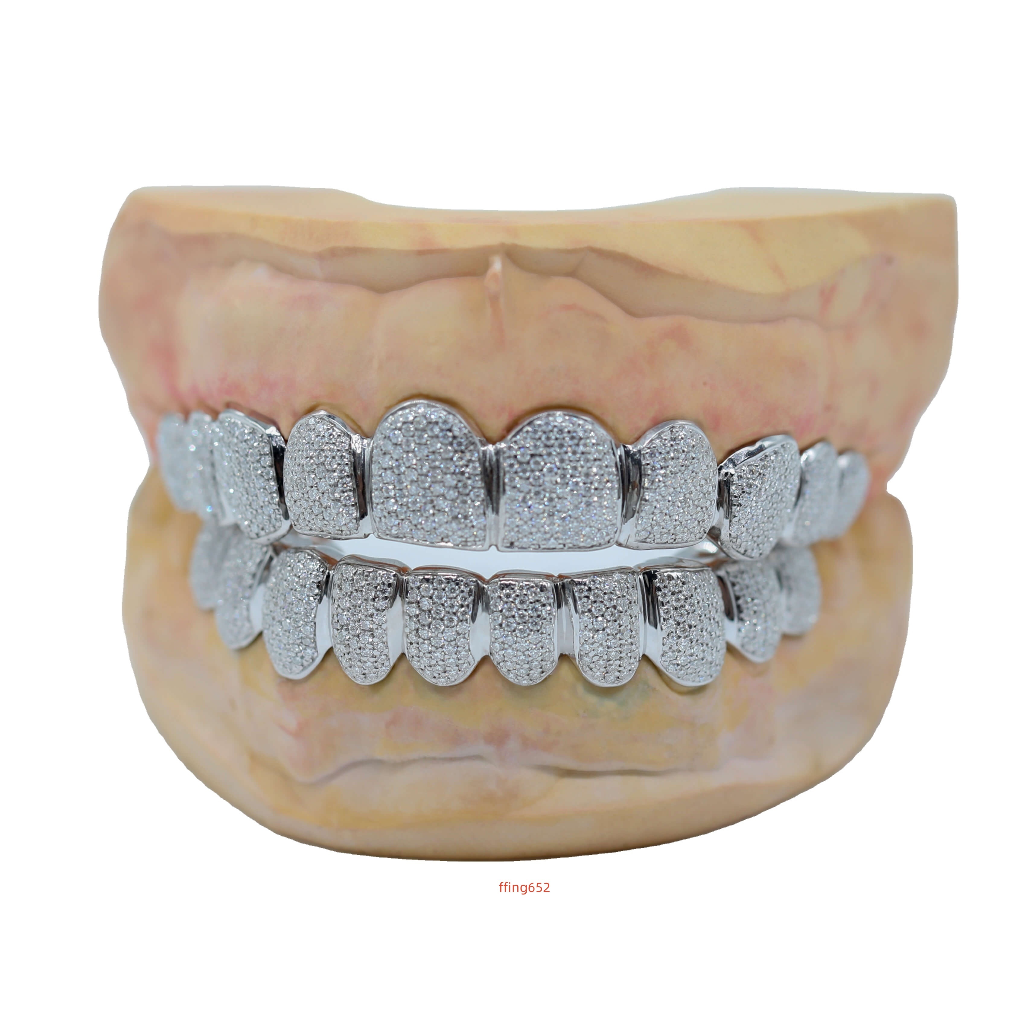 8 Teeth Hip Hop Iced Out Grillz Top Bottom Cubic Zircon Moissanite Diamond Teeth Decoration 925 Silver Dental Jewelry