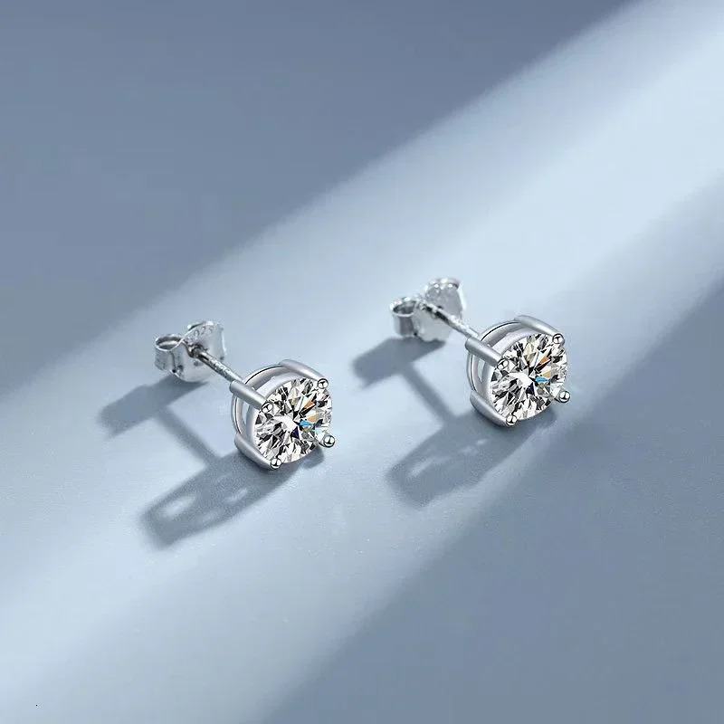 NeeTim Earrings for Women S925 Sterling Silver Green Pink Red Black Blue Sparkling Diamond Ear Studs Fine Jewelry 250318
