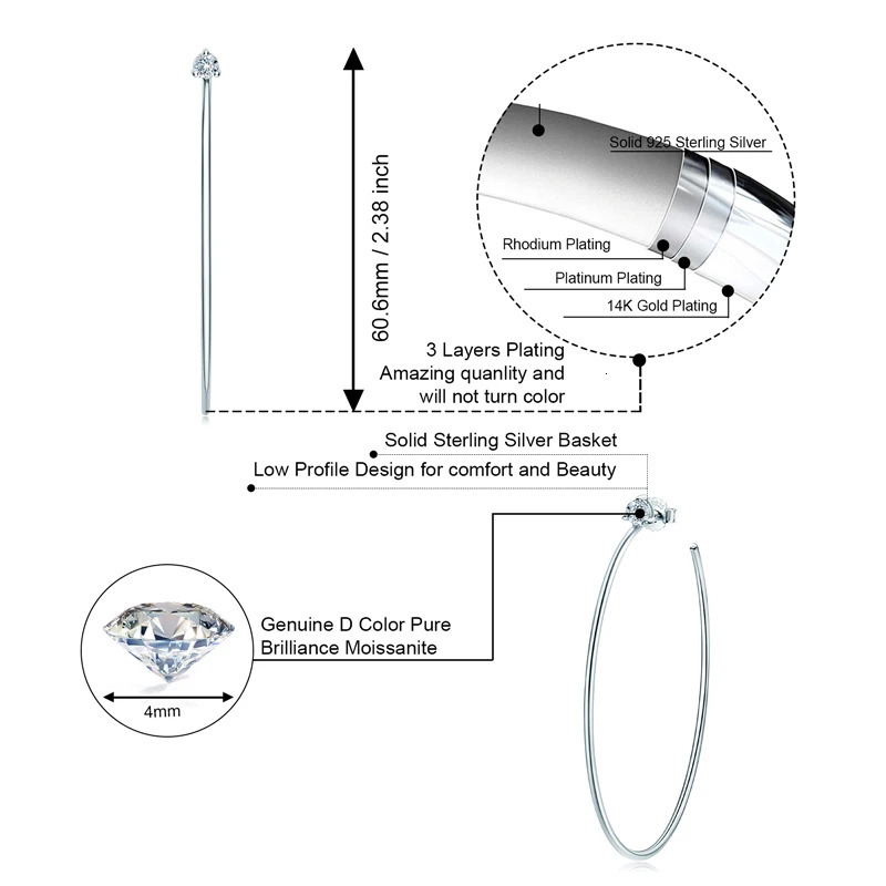 Anziw Korean 4.0mm Large Big Hoop Earrings Silver 925 for Women Simple Open Circle Piercing Ear Jewelry Party Gift 250318