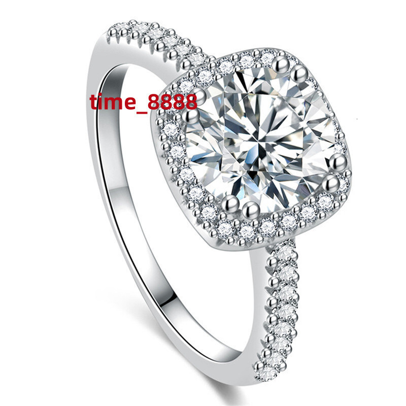 925 Silver Rhodium Plated Moissanite Wedding Rings 92.5% Silver Iced Out Style