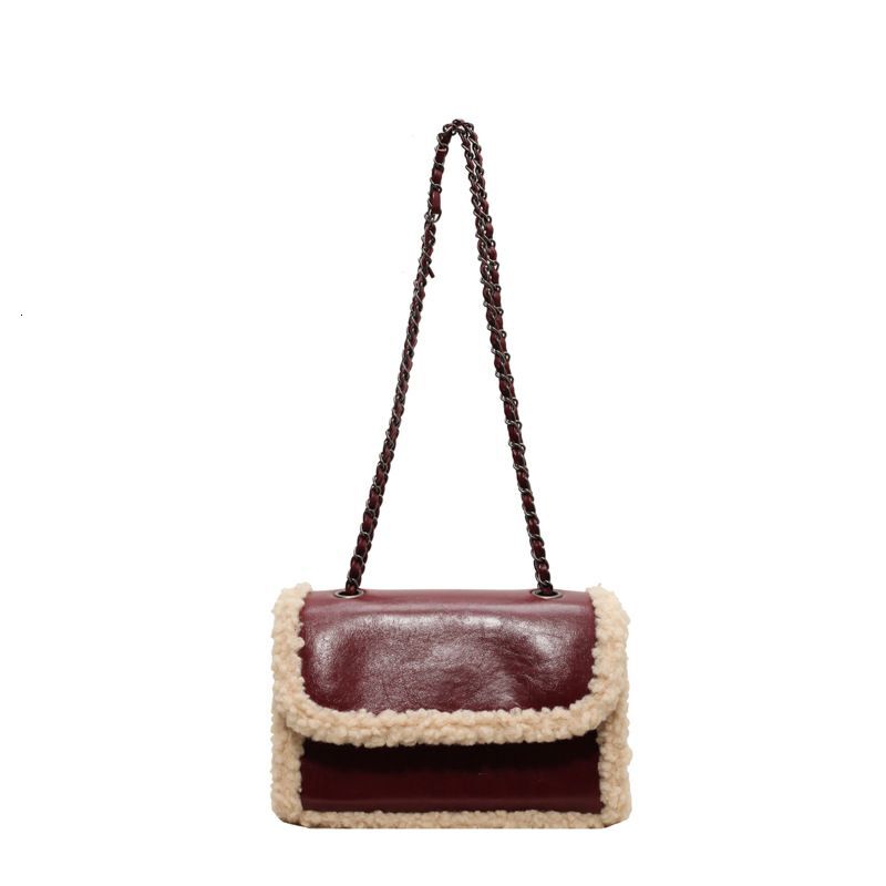 Winter Popular Plush 2024 New Style Fashion Advanced Chain Shoulder Simple Retro Crossbody Small Square Bag